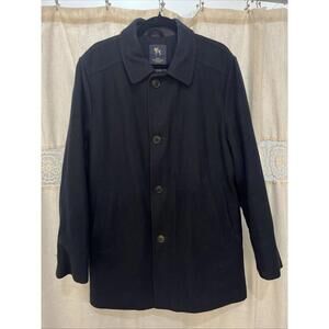 Hart Schaffner Marx Lined Pea Coat Mens M Navy Blue Smart Coat Preppy Heritage